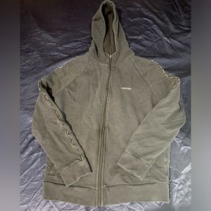 Calvin Klein Logo Stripe Dark Blue Full Zip Men Hoodie M 9/10 Condition (Rare)